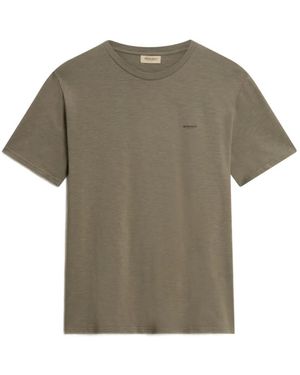 Woolrich Slub-Texture Logo-Print T-Shirt - Grey