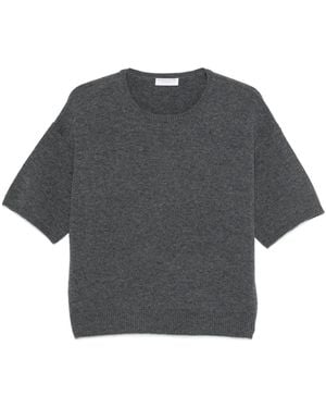 Majestic Filatures Mélange-Effect Knitted T-Shirt - Grey