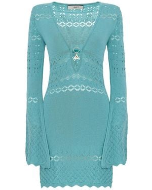 Akep Bell-Sleeve Knitted Dress - Blue