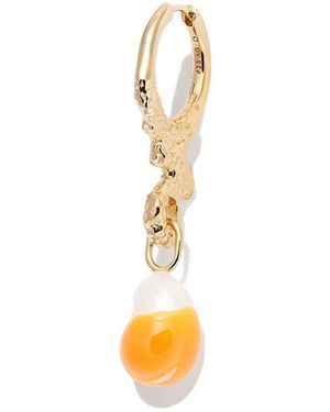 Maria Black Pearl-Drop Hoop Earring - White