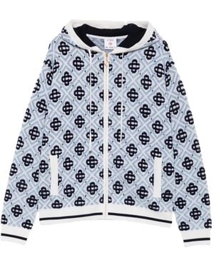 CASABLANCA Cc Monogram Zip-Up Hoodie - Blue