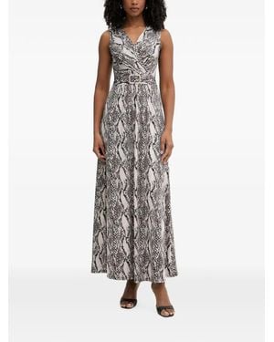 Morgan Snake-Print Belted Maxi Dress - Natural
