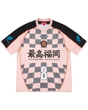 Supreme Checkerboard Soccer Logo-Patch T-Shirt - Pink