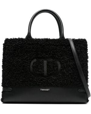 Twinset Logo-Print Tote Bag - Black