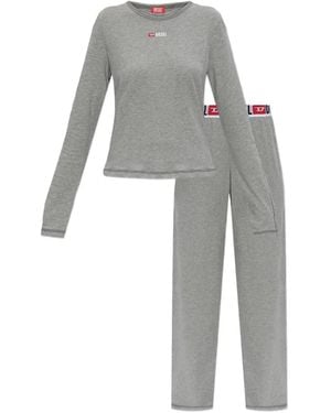 DIESEL Gilda-D-Core Logo-Print Pajama Set - Gray