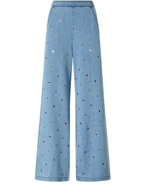 Pinko Grommet-Embellished Palazzo Pants - Blue