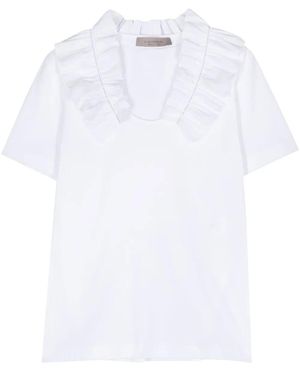 D.exterior Ruffled-Collar Jersey T-Shirt - White