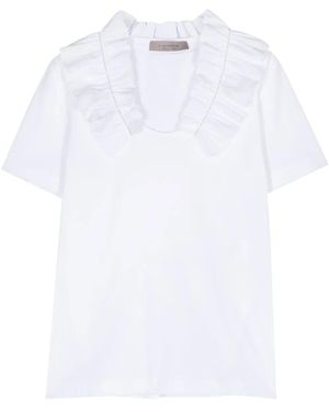 D.exterior Ruffled-Collar Jersey T-Shirt - White