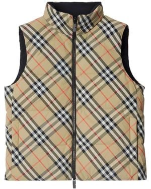 Burberry Check-Print Reversible Puffer Gilet - Metallic