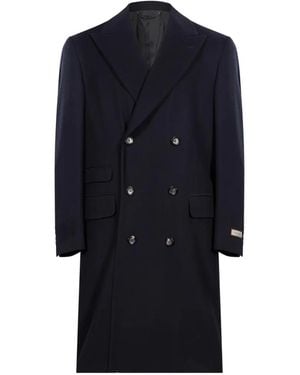 Canali Double-Breasted Peak-Lapel Coat - Blue