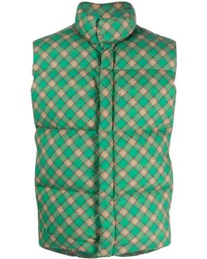 ERL Checked Quilted Down Gilet - Green