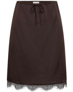 St. Agni Jupe Mi-Longue Bordée De Dentelle - Brown
