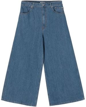 Gauchère Pantalones Anchos De Talle Medio - Azul