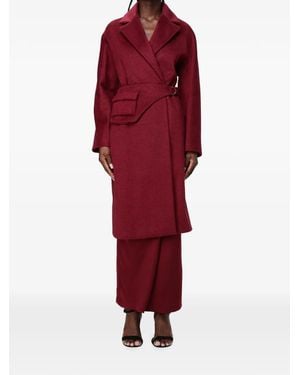 Hanita Cappotto Con Cintura Con Revers Classici - Rosso