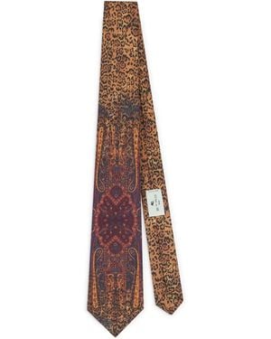 Etro Paisley Animal-motif Tie - Brown