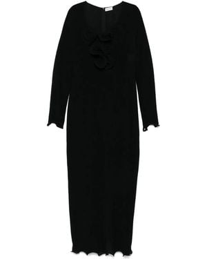 Magda Butrym Floral-Appliqué Maxi Dress - Black