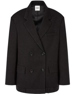 Studio Tomboy X Pinstriped Double-Breasted Blazer - Black