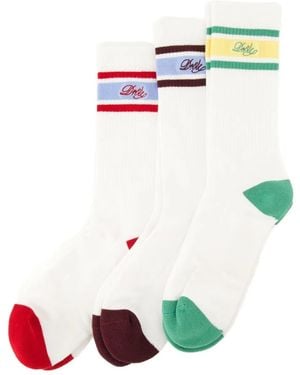 Drole de Monsieur Pack de tres pares de calcetines La Chaussette Drôle Rayée - Rojo