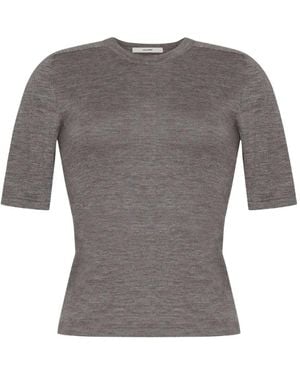 Adam Lippes Felix Short-Sleeve Jumper - Grey