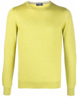Barba Napoli Fine-Knit Crew-Neck Sweater - Yellow