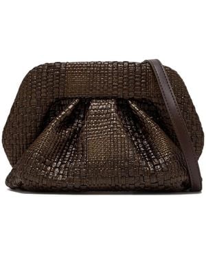 THEMOIRÈ Woven Pleated Clutch Bag - Brown