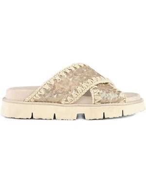 Mou Criss-Cross Sandals - Natural