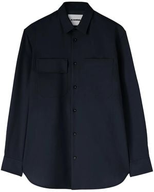 Jil Sander Long-Sleeved Wool Shirt - Blue