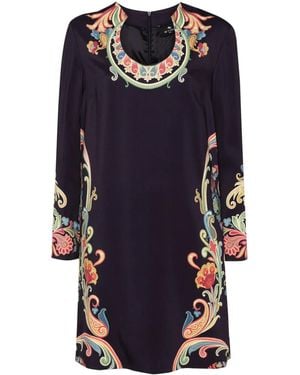 Etro Floral-Print Midi Dress - Blue