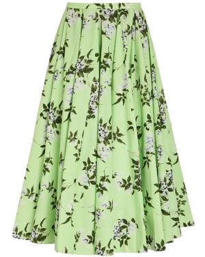 Emilia Wickstead Rhea Floral-Print Pleated Midi Skirt - Green