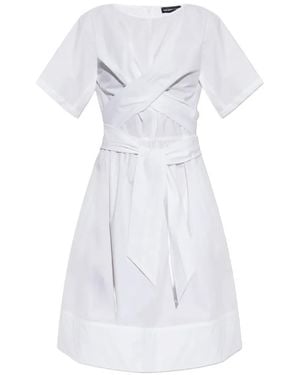 Emporio Armani Crossover-Waist Tie-Fastening Dress - White