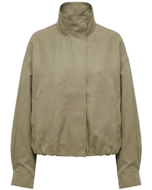 MEIMEIJ High-Neck Elasticated-Hem Jacket - Green