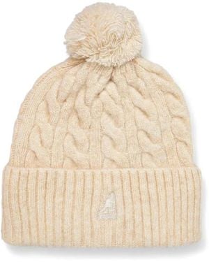 Kangol Bonnet En Maille Torsadée À Pompon - Natural