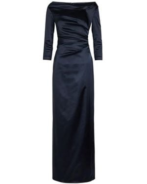 Talbot Runhof Vestido Largo Con Diseño Fruncido - Azul