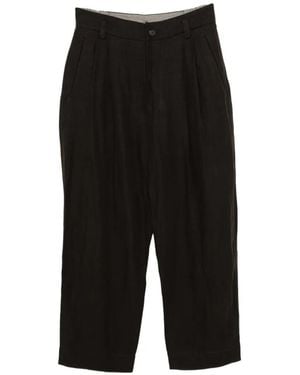 Ziggy Chen Linen Pleated Trousers - Black