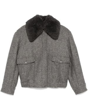 Stella McCartney Spread-Collar Wool-Blend Textured Coat - Grey