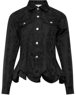 Comme des Garçons Floral-Jacquard Layered Jacket - Black