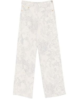 Forte Forte Hose Mit Blumenprint - Weiß