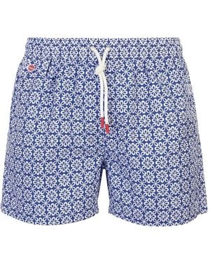 Kiton Badeshorts Mit Blumenprint - Blau