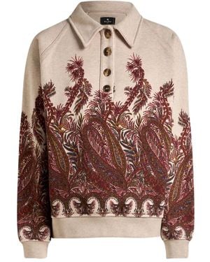 Etro Paisley-Print Polo-Neck Sweatshirt - Brown