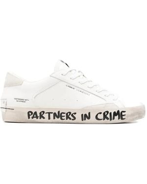 Crime London Distressed Leather Trainers - White