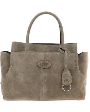 Tod's Logo-Patch Suede Tote Bag - Grey