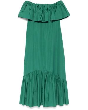 Max Mara Off-Shoulder Ruffled Dress - Green