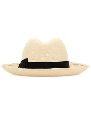 Borsalino Amedeo Ribon-Detail Hat - White