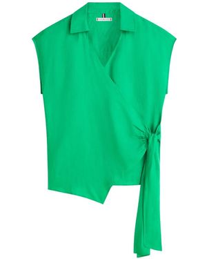 Tommy Hilfiger Wrap-Design Blouse - Green