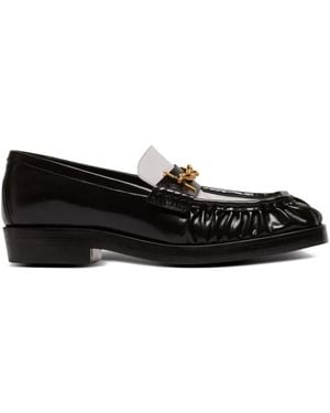 Balmain Glazed Leather Loafers - Black