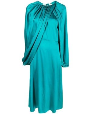 Colville Draped-Detail Silk Dress - Blue