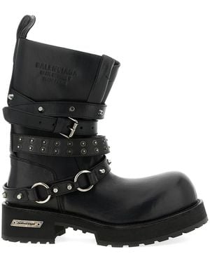 Balenciaga Venom City Leather Biker Boots - Black