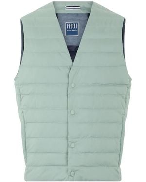 Fedeli Quilted V-Neck Gilet - Blue
