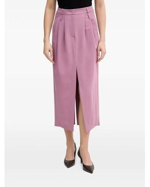 Sisley Pleat-Detail Midi Skirt - Pink