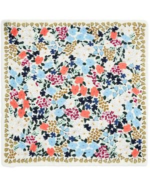 Bimba Y Lola Floral-Print Border Shawl Scarf - Blue